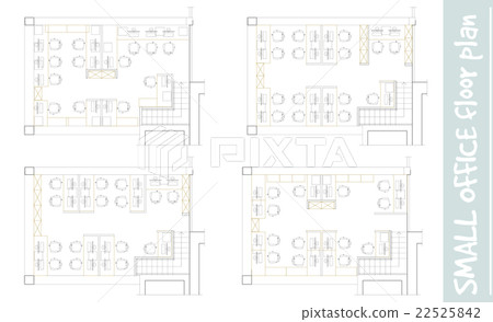 Standard office furniture symbols on floor plans 22525842