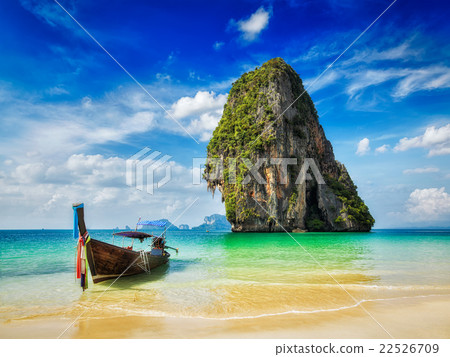 Long tail boat on beach, Thailand 22526709