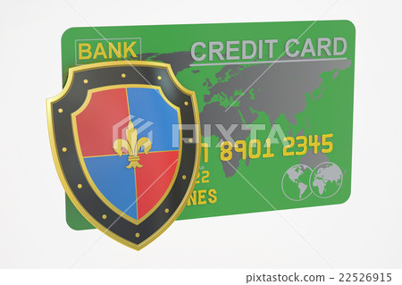 Credit card with security shield, 3D rendering 22526915