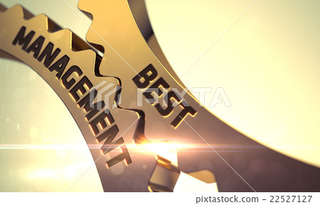 Stock Illustration: Best Management on Golden Metallic Cogwheels.