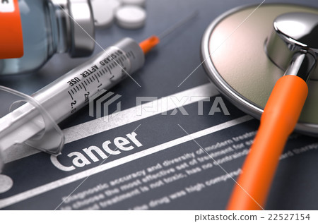 Cancer - Printed Diagnosis on Grey Background. 22527154