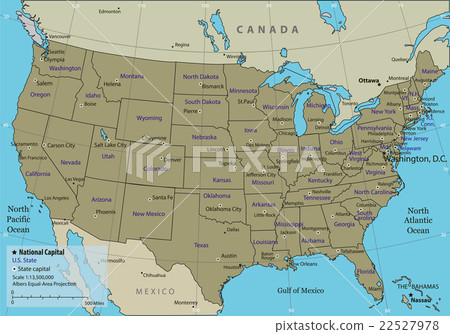 USA map with federal states. Vector 22527978
