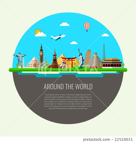 Travel composition with world landmarks icons.  22528031