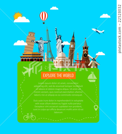 Travel composition with world landmarks icons.  22528032