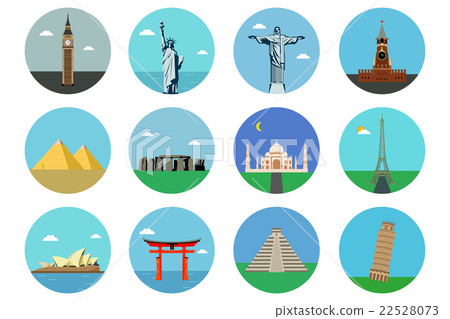 World landmarks flat icons set. Vector World landmarks flat icons set. Vector 22528073