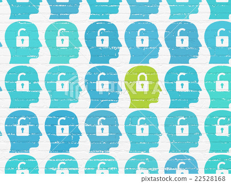 Business concept: head with padlock icon on wall Business concept: head with padlock icon on wall 22528168