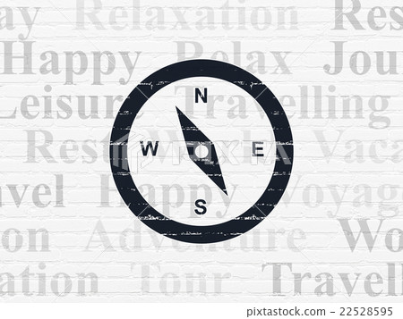 Travel concept: Compass on wall background 22528595