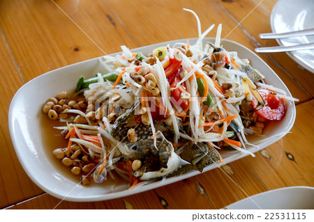 Papaya salad with horse crab or blue crab Papaya salad with horse crab or blue crab 22531115
