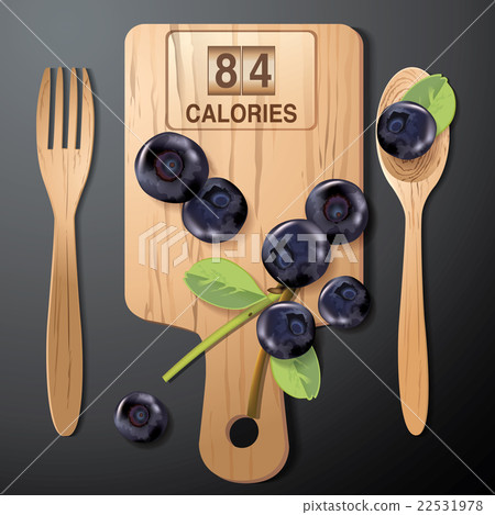 Vector of Calories in blueberries on wood board Vector of Calories in blueberries on wood board 22531978