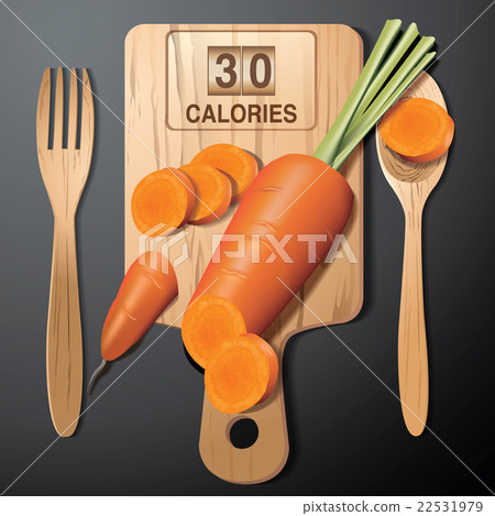 Vector of Calories in carrot on wood board. Vector of Calories in carrot on wood board. 22531979