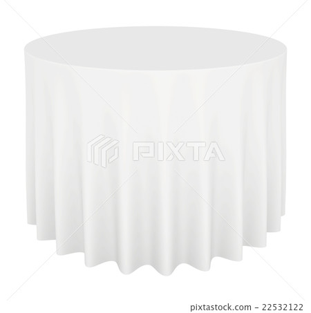 Empty round table with tablecloth isolated on - Stock Illustration ...