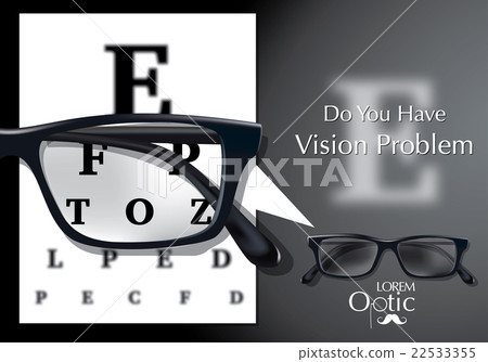 Vector Eyesight test chart with glasses close-up Vector Eyesight test chart with glasses close-up 22533355