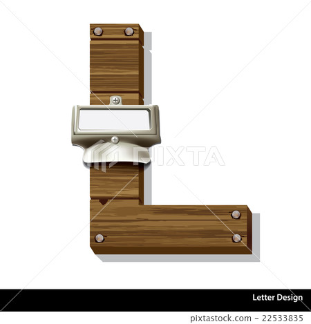 Vector wooden letter L with blank, white label. 22533835