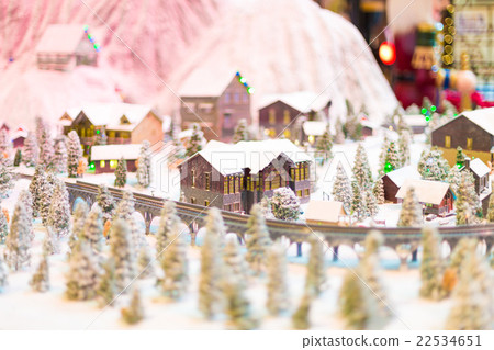snowy winter scene of a small hamlet model 22534651