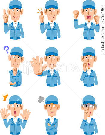 Nine different facial expressions of working wearing men Nine different facial expressions of working wearing men 22534963