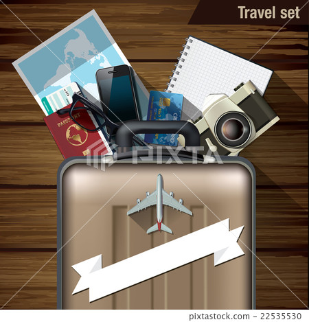 Vector suitcase with accessories. Vector suitcase with accessories. 22535530