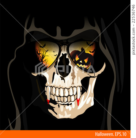 Vector Illustration of a Halloween Skull Vector Illustration of a Halloween Skull 22536746