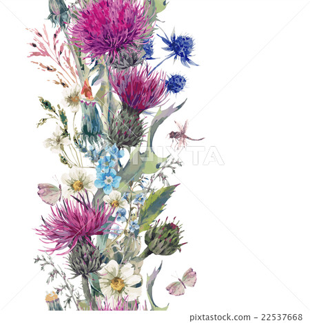 Vintage vertical herbal seamless border with 22537668