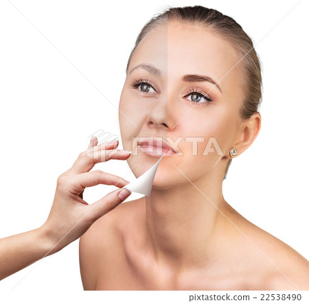 Old and young woman, isolated on white 22538490