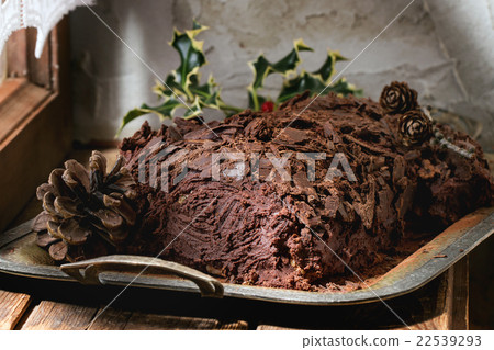 Homemade christmas chocolate yule log 22539293
