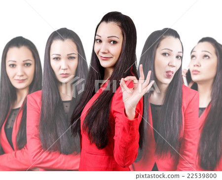 Collage of young woman with different emotions 22539800