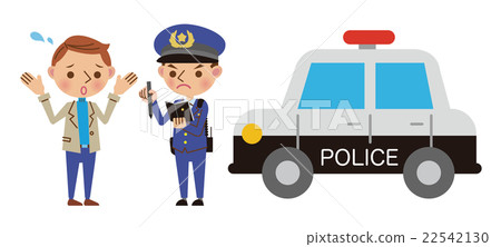 Male police officer (with police car) to hear, listen to circumstances and ask job questions 22542130