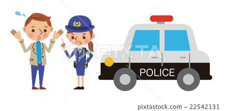 Woman police officer (with police car) to interview, listen to circumstances and ask job questions 22542131