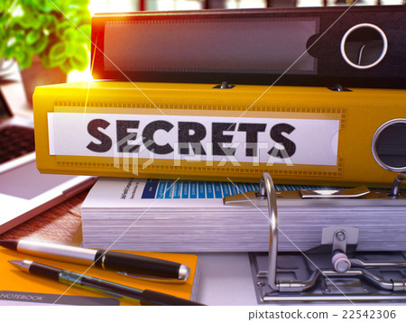 Yellow Office Folder with Inscription Secrets. Yellow Office Folder with Inscription Secrets. 22542306