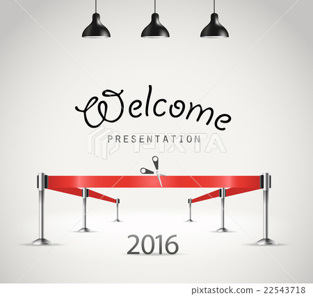 Photorealistic bright stage with lamps and ribbon Photorealistic bright stage with lamps and ribbon 22543718