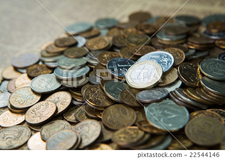one euro coin on russian roubles coins 22544146