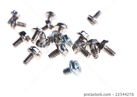 Computer screws against white background Computer screws against white background 22544278