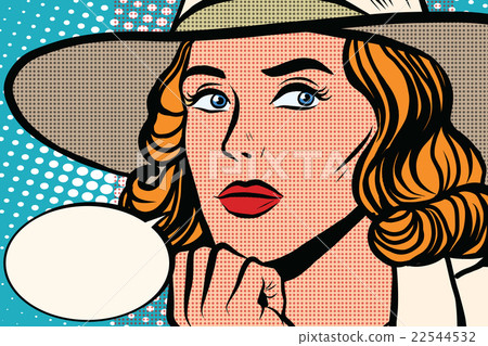 Retro lady thinks close-up 22544532