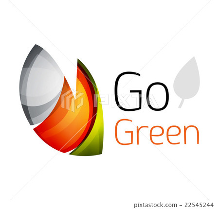 Abstract eco leag logo design made of color pieces Abstract eco leag logo design made of color pieces 22545244