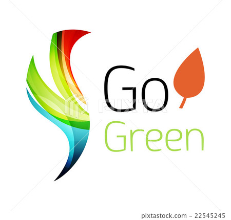 Abstract eco leag logo design made of color pieces Abstract eco leag logo design made of color pieces 22545245