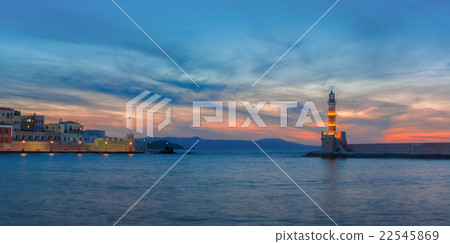 Lighthouse at sunset, Chania, Crete, Greece Lighthouse at sunset, Chania, Crete, Greece 22545869