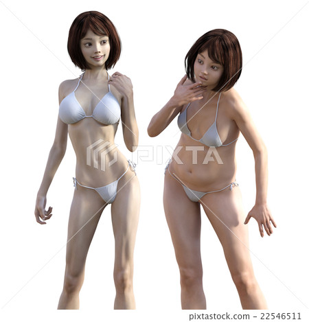 Diet image Before after After perming3dCG illustration material 22546511