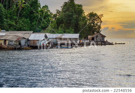 Small Village on Togean Islands at sunset 22548556