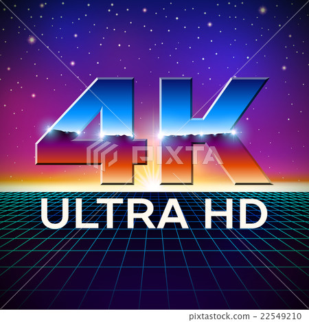 4k Ultra HD format logo with shiny chrome letters 22549210