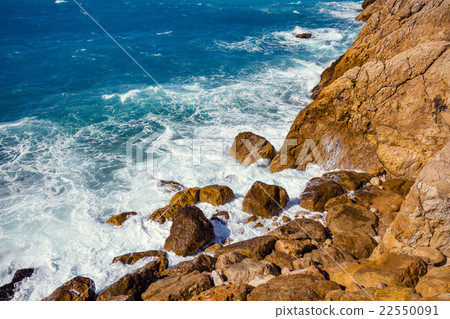 Rocky seashore. Cote d'Azur. French Riviera, Nice 22550091