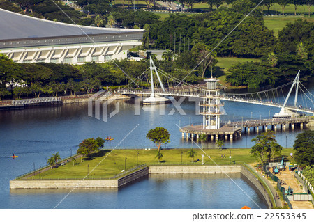 Aerial view Kallang/Tanjong Rhu suspension bridge 22553345