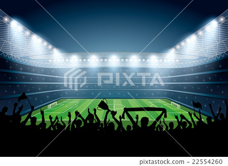 Excited crowd of people at a soccer stadium. Excited crowd of people at a soccer stadium. 22554260