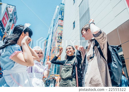 Foreigners sightseeing in Akihabara 22555322