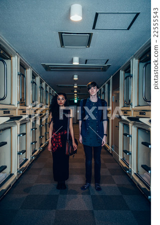 Foreigners staying at the capsule hotel 22555543