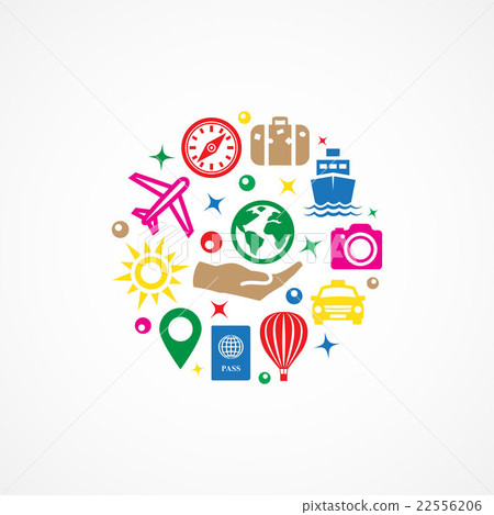 Travel illustration with icons 22556206