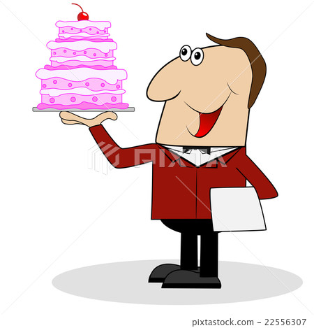 male waiter with cake 22556307