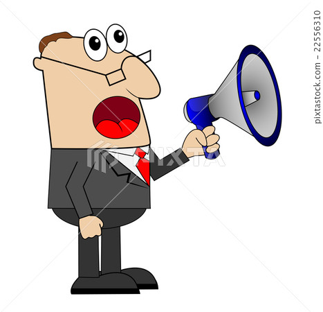 business man shouting into a loudspeaker 22556310