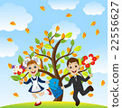 fun children run to school in the autumn alley 22556627