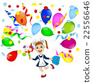 cheerful girl in school uniform and balloons 22556646