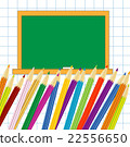 bright colored pencils  and blackboard 22556650