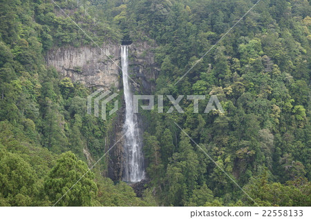 [World Heritage Site of the Kii Mountains and Pilgrimage Routes] [100 Best Waterfalls in Japan] Nachi Falls, A distant view from Aokishi Temple. Nachi Katsuura Town, Wakayama Prefecture 22558133